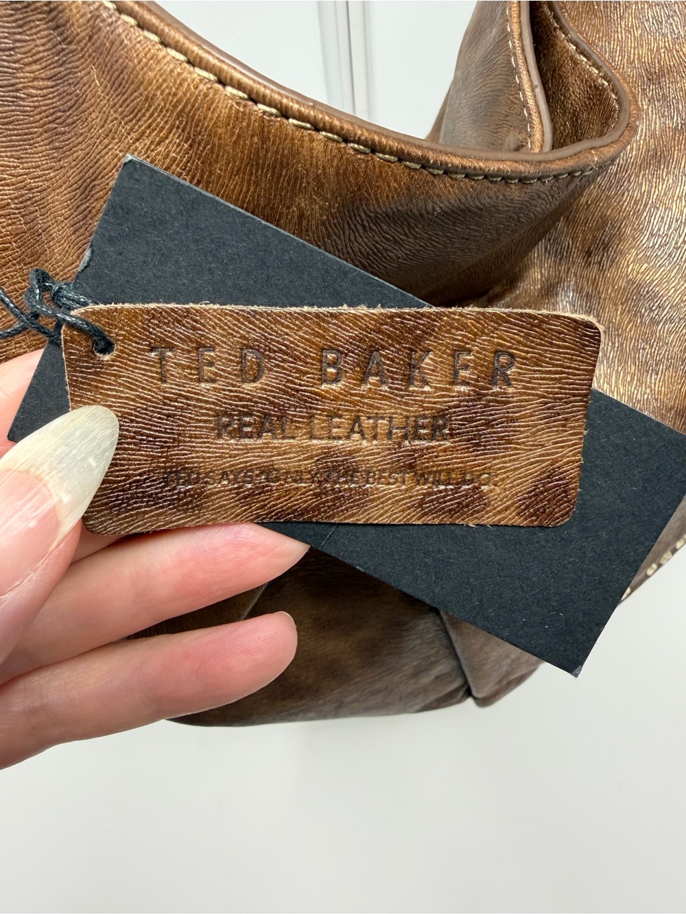Ted Baker Brown Leather & Braided-Handle Hobo Bag NWT - Picture 6 of 9